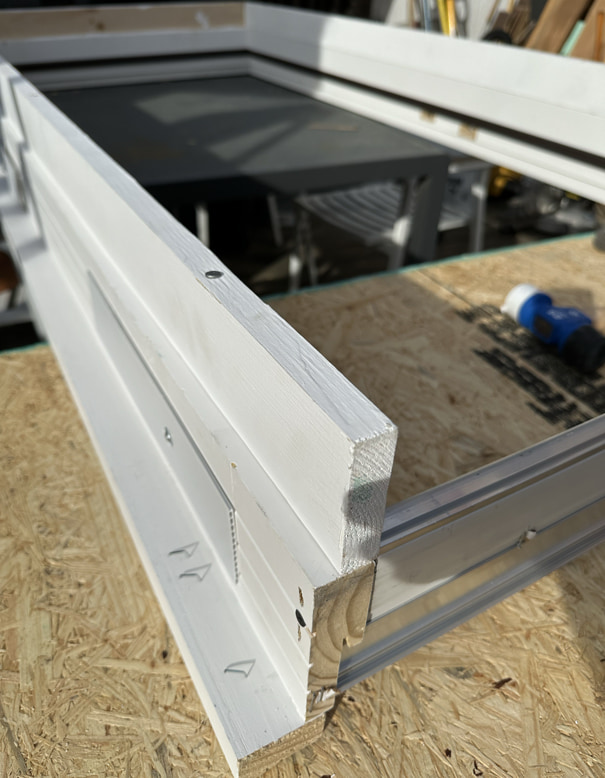 Door frame with extension jambs installed.