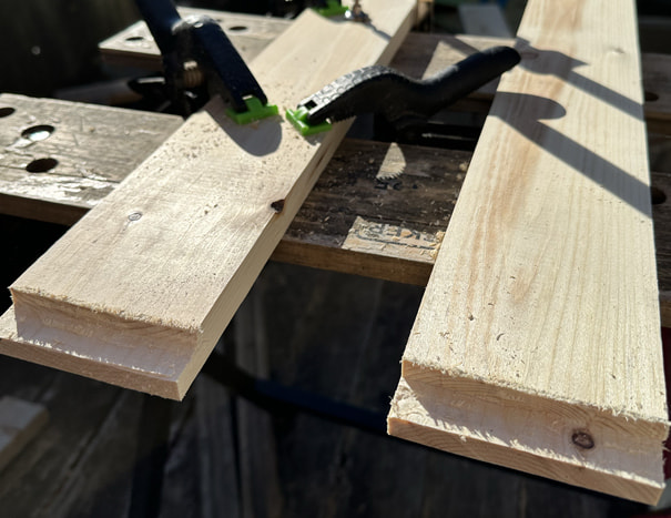 Routing out the joints for the jamb extension.