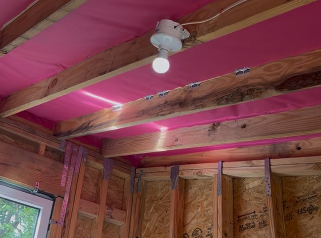 Lightbulb turned on in shed