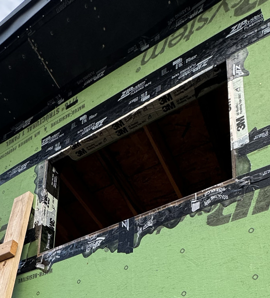 Fully flashed opening, ready for the window